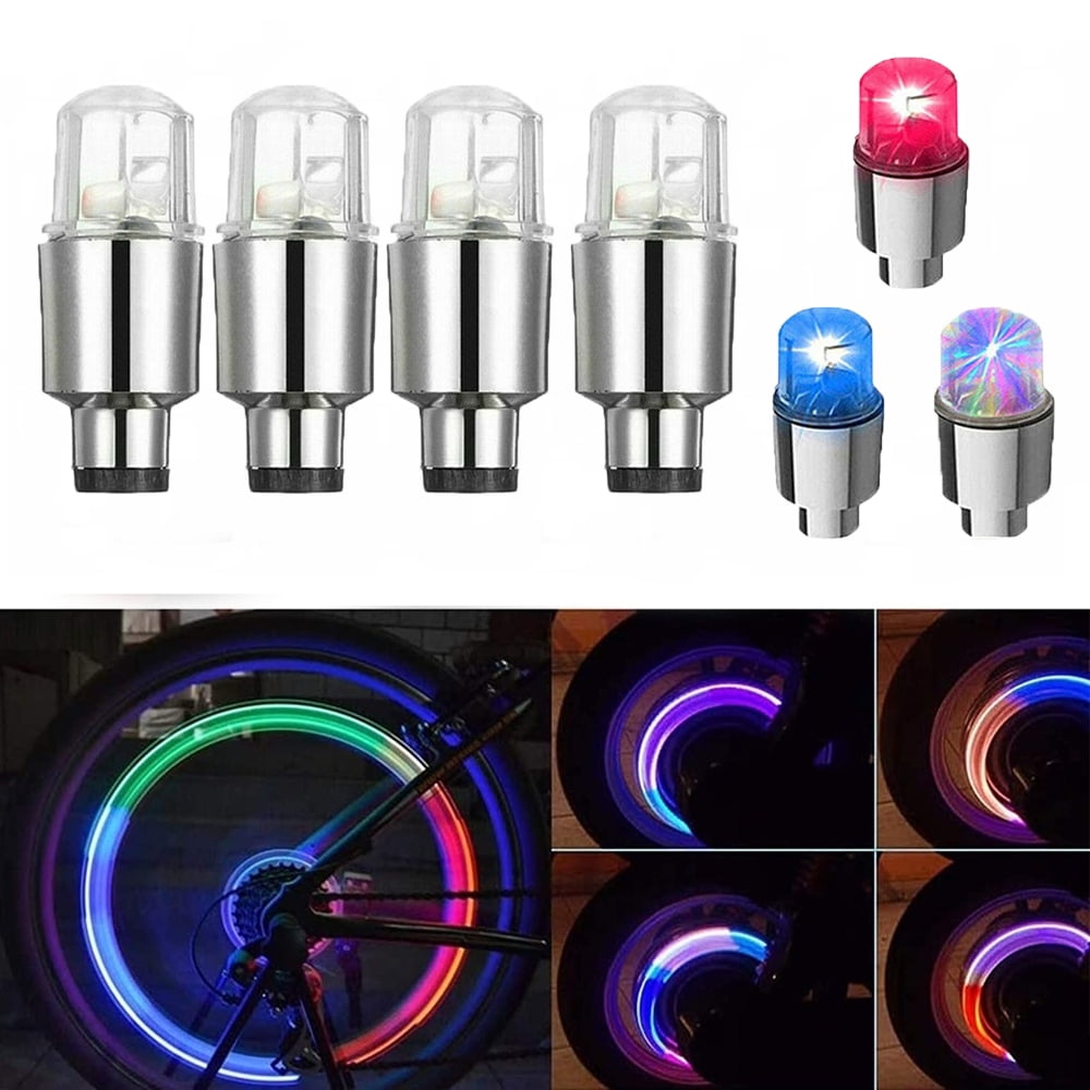 4x LED Wheel Tire Tyre Valve Caps Neon Color Light for Car Motorcycle Bike LIGHT 