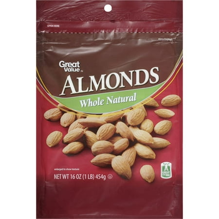 Great Value Whole Natural Almonds, 16 oz