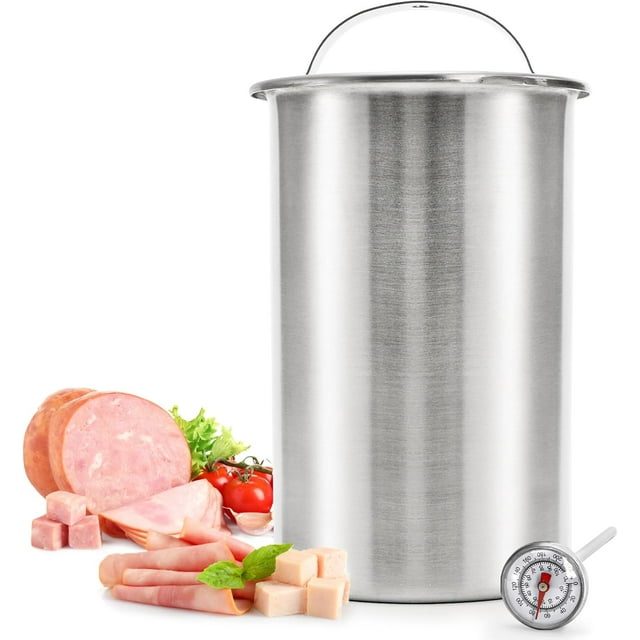 Stainless Steel Ham Maker with Thermometer, Meat Press Tool for Making Deli Bacon Bologna Sandwich