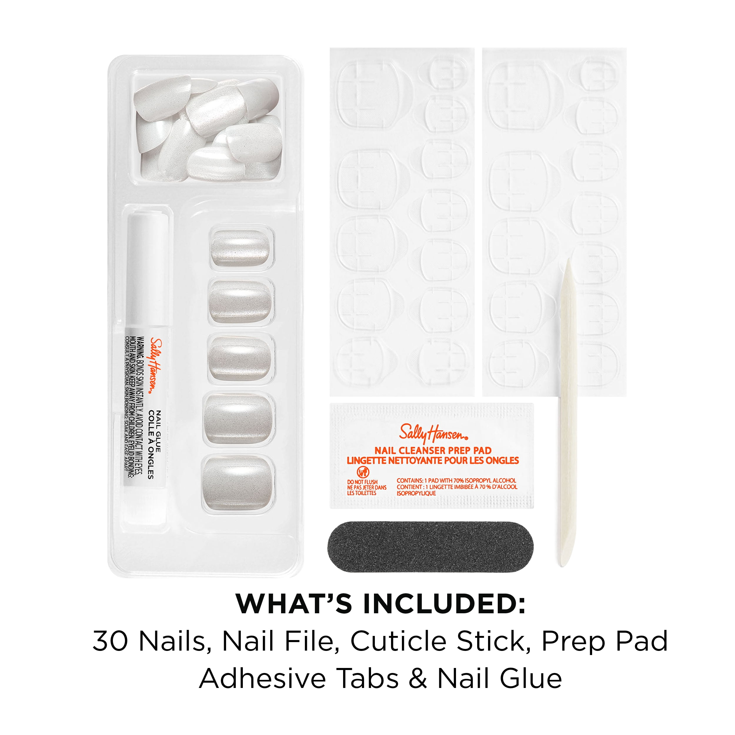 Sally Hansen Perfect Press-On Nails, Short'Ease, Short Circuit, Non-Damaging Manicure