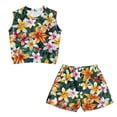 thumbnail image 4 of chaqlin Tropical Hibiscus Girl's 2-Piece Matching Set Sleeveless Tank Top and Soft Athletic Shorts with Pockets Summer Athletic Sport Outfits Toddler to Big Kid 5-14Years Old, 4 of 7