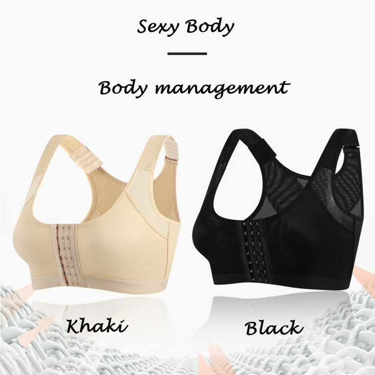 SELONE Sports Bras for Women No Underwire Plus Size No Padding Front  Closure Clip Zip Front Snap Yoga Bras High Impact Sports Front Hook Close  Running
