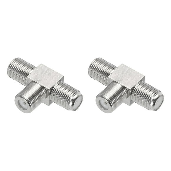 Unique Bargains 3 Way Coaxial Connector F Female to 2 F Female Adapter 75 Ohm Waterproof TV Antenna, Satellite Receiver, VCR 2pcs