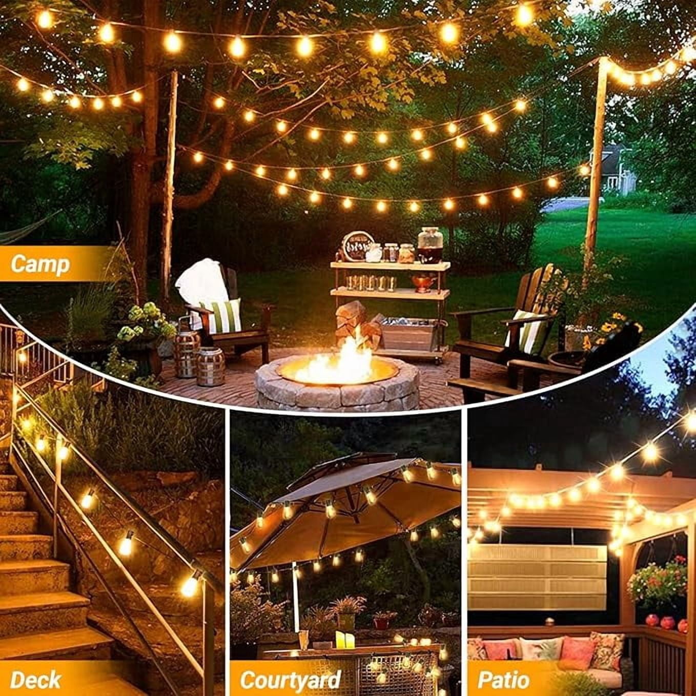 4-Pack 26FT Outdoor Waterproof Patio Lights, 12+1 Shatterproof ST38 Edison Bulbs, Connectable Hanging String Lights for Daily & Party Decoration