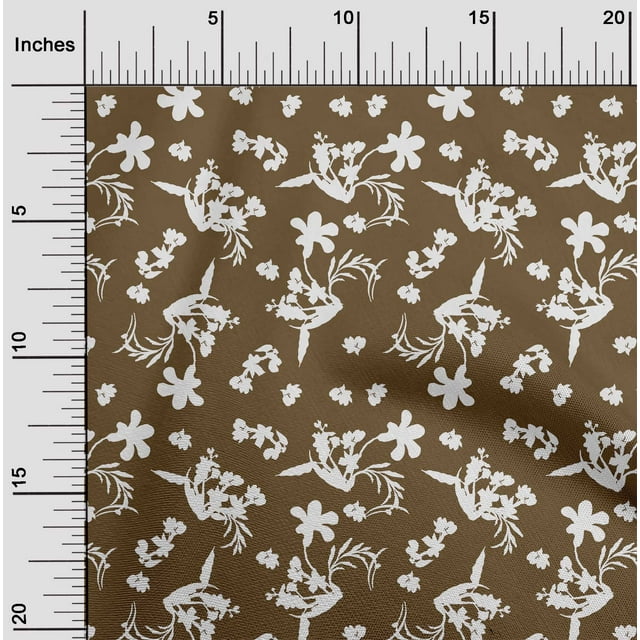 oneOone Georgette Viscose Brown Fabric Florals Craft Projects Decor Fabric Printed By The Yard 42 Inch Wide
