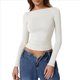 thumbnail image 1 of Camisa de Larga con Cuello Redondo para Mujer, Básica, con Doble Forro y Fruncido Lateral, para Salir XL, 1 of 7