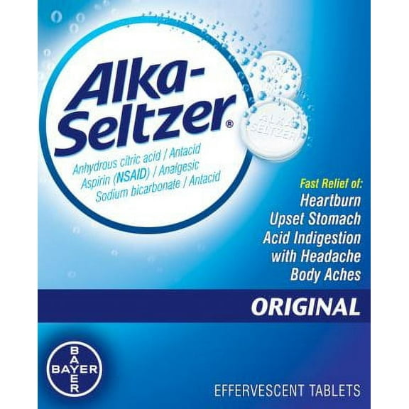 Alka Seltzer Original Antacid & Pain Relief Medicine, 12 Ct, 3-Pack
