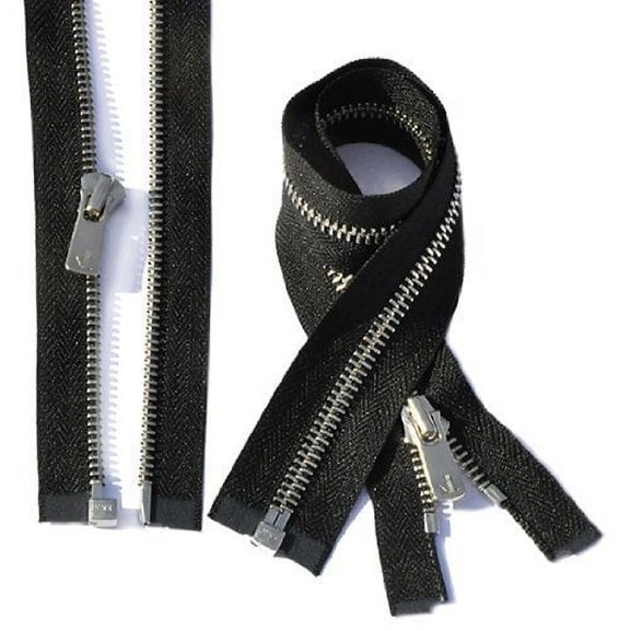 YKK #5 Excella Nickel Zipper 36" ~ Separating ~ Black