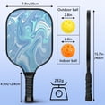 thumbnail image 4 of Pickleball Paddles Set Of 2, Fiberglass Surface, Liquid & Marble Print, 4 Balls & Bag, 4 of 5
