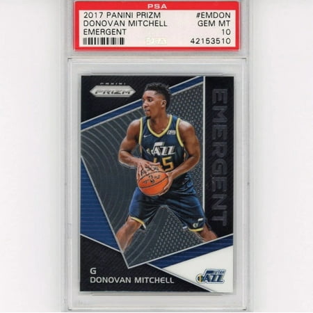 

Graded 2017-18 Panini Prizm Donovan Mitchell #EMDON Emergent Rookie RC Basketball Card PSA 10 Gem Mint