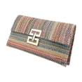 thumbnail image 2 of HEVIRGO Women Clutch Bag Envelope Shape Bohemian Foldable Double-layer Straw Braided Summer Beach Vacation Handbag, 2 of 8