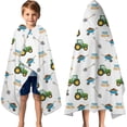 thumbnail image 3 of Cartoon Tractors Wheelbarrows White Pattern Hooded Bath Towel，60"x35" for Ages 3 To 12 Kids, Quick Dry Lightweight Soft Microfiber Hood Beach Towel Cover Up for Kids, 3 of 7