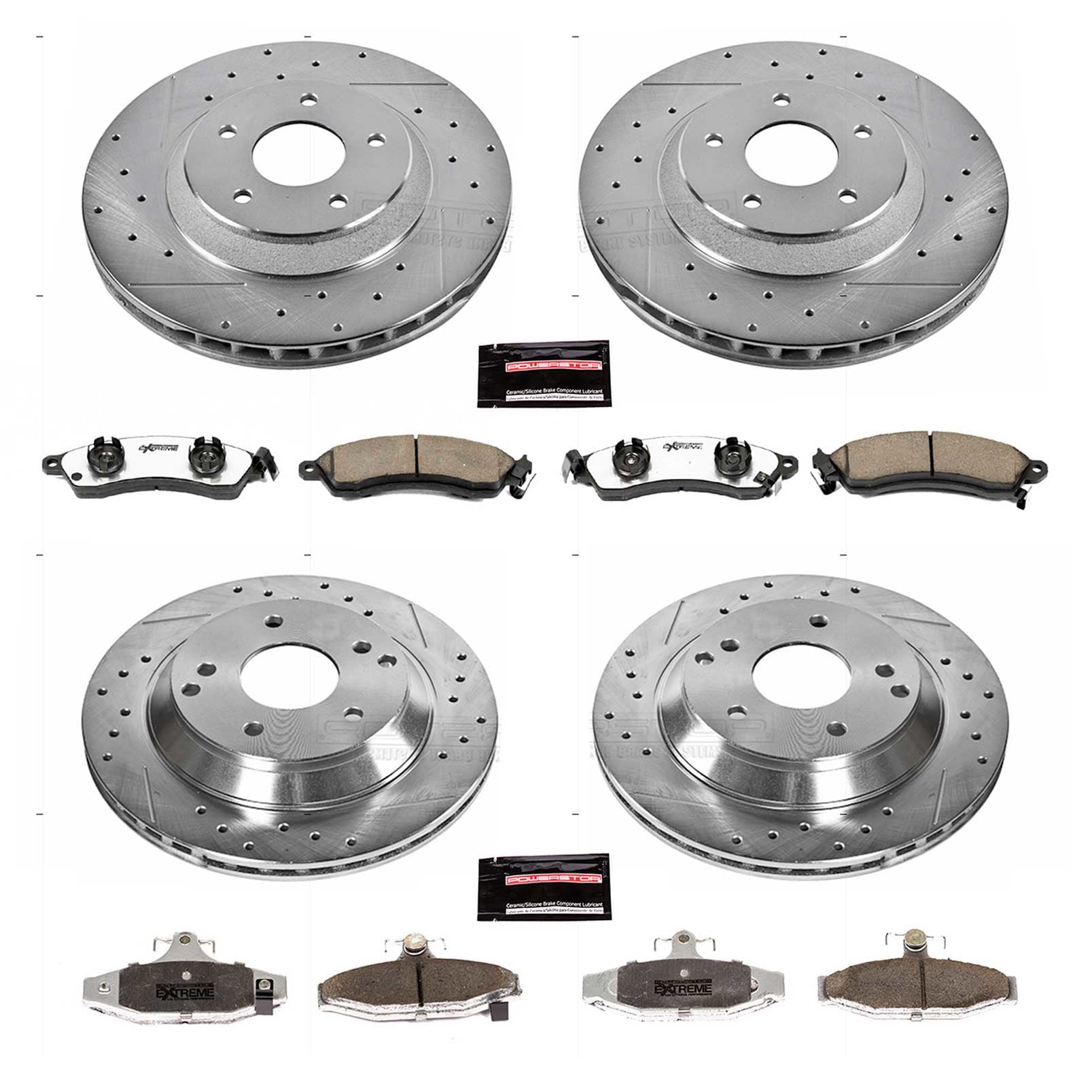 PowerStop Front and Rear Z26 Street Warrior Carbon-Fiber Ceramic Brake Pad and Drilled and Slotted Rotor Kit Fits: CHEVROLET Select Models K1528-26