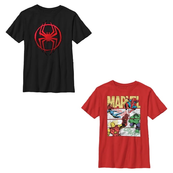 Boys Marvel: Spider-Man: Across the Spider-Verse Comic Book Action Symbols T Shirt