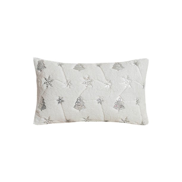 Teissuly Christmas Tree Embroidered Throw Pillow Cover, Snowflake Plush Throw Pillow Christmas Decorative Gift Cushion Cover Without Core Teissuly WER202311015404