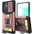 thumbnail image 1 of HAHADAXA Compatible with Galaxy S22 Ultra 5G Case, with 360° Ring Stand (Support Car Magnetic Kickstand) Wallet Card Holder & Slide Camera Protective Phone Cover Case for Galaxy S22 Ultra (R, 1 of 7