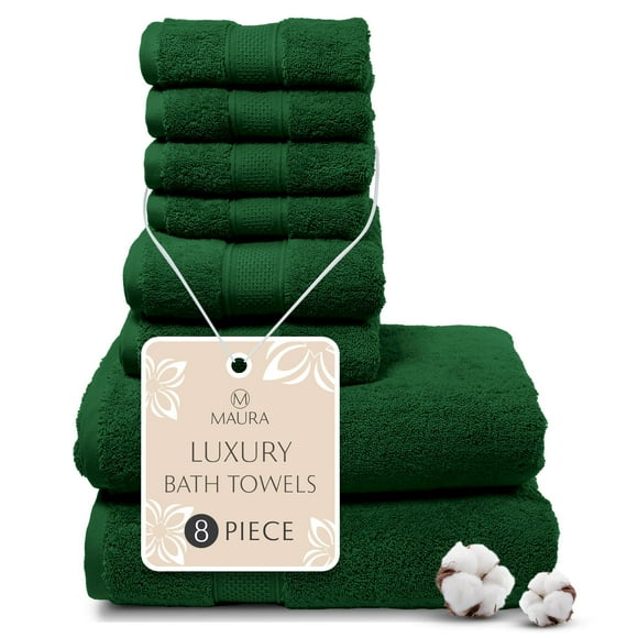 Juego de toallas de baño MAURA Hunter Green, 8 piezas, algodón turco