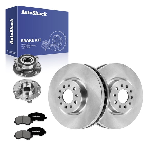 AutoShack Front Vented Brake Rotors   Premium Ceramic Pads   Hub Bearing Assembly 8-PC Brake Kit Replacement for 2015-2017 Chrysler 200 12.99" (330 mm)