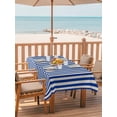 thumbnail image 2 of 60x102 Inch Outdoor Tablecloth with Umbrella Hole Zipper Rectangle Dark Blue Striped Rectangular Tablecloths Outside Waterproof Modern Beige Geometric Country Patio Table Cloth Cover for Picnic Party, 2 of 8