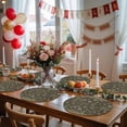 thumbnail image 5 of Sage Green Floral Round 13 Inch Placemats Set of 2, Ethnic Tribe Abstract Art Flowers HeatResistant Non Slip Place Mats for Dining Table, Wipeable Braided Kitchen Table Mats for Housewarming, 5 of 9