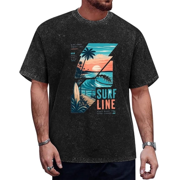 SurfLineUnisex Graphic T-Shirt, Casual Short Sleeve Crewneck Tee, Soft Pullover Top for Everyday Wear