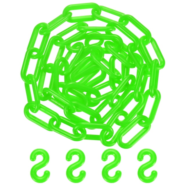 Uxcell Plastic Barriers Chain, 5Ft Length Green Plastic Waterproof Safety Chain Link with S-Shaped Buckle Caution Barriers Link
