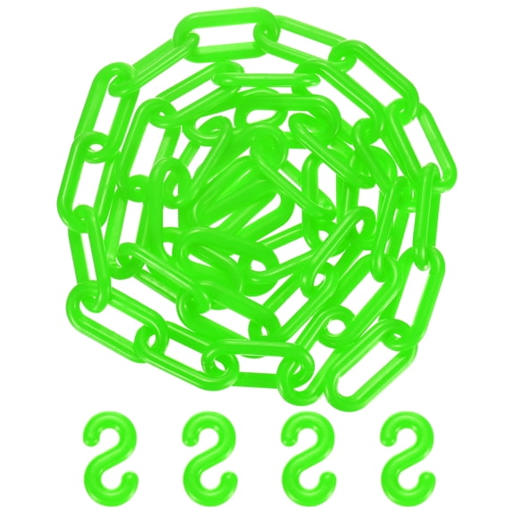 Uxcell Plastic Barriers Chain, 5Ft Length Green Plastic Waterproof Safety Chain Link with S-Shaped Buckle Caution Barriers Link