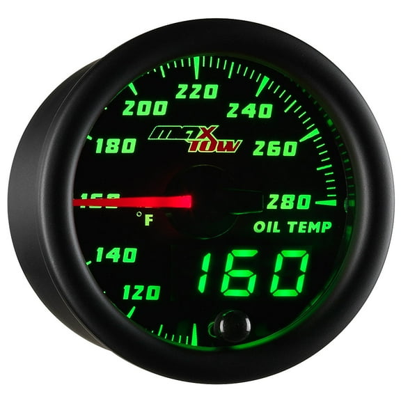 MaxTow | Black & Green Double Vision Series Oil Temperature Gauge for Trucks