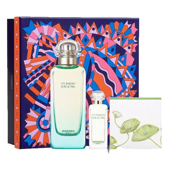 Hermes Un Jardin Sur Le Nil 3-piece Gift Set for Women (3.3 oz Eau de Toilette Spray   0.25 EDT Mini   1.7 Perfumed Soap)