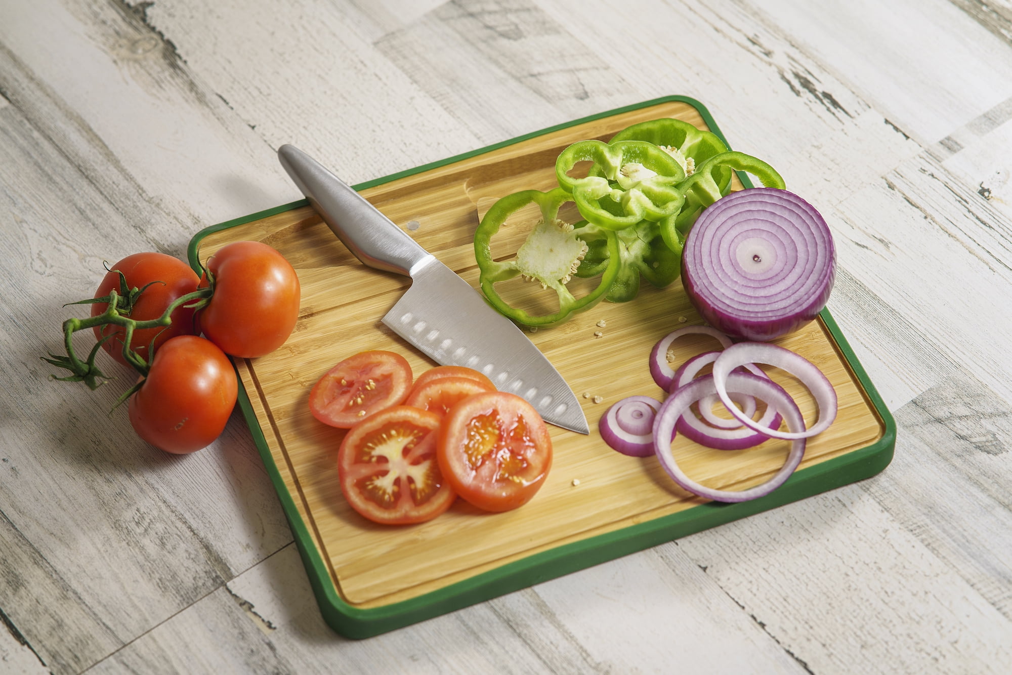 Switchback Travel Cutting Board | 13" x 12" Bamboo Cutting Board | Included Chef's Knife | Included Silicone Travel Cover | Perfect For RV'ing, Tailgating, Camping, Boating, or Picnics