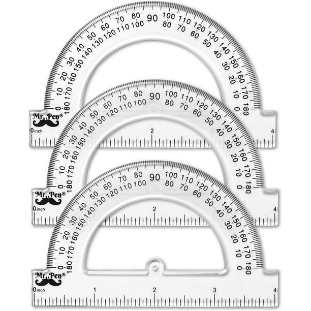 Mr. Pen Protractor, 4 Inch Protractor, Pack of 3, Protractor Ruler