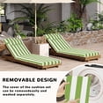 thumbnail image 3 of 72" ×21" Outdoor Chaise Lounge Cushion, 3" Thick High-Density Foam Fill, with Removable Headrest, Waterproof Fade Resistant, Replacement Cushion for Lawn Pool (Grass Green White Stripes 1PC), 3 of 7