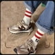 thumbnail image 3 of 123 Calcetines deportivos de algodón para parejas digitales, medias blancas de baloncesto para primavera y otoño, calcetines a media pantorrilla para hombres, 3 of 5