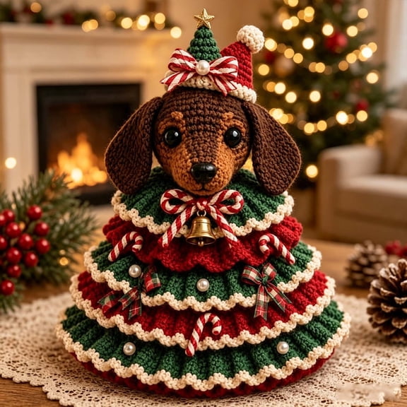 Crochet Christmas Tree DIY Kit, DIY Crochet Animal Christmas Tree Kit, Christmas DIY Crochet Kit for Beginners, Handmade Holiday Craft Set Christmas Decorations