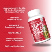 Health Plus Super Colon Cleanse 15 Day Supply of Gentle Gut Cleanse Detox, Psyllium Husk, Probiotics for Constipation Relief & Digestive Support, 60 Capsules