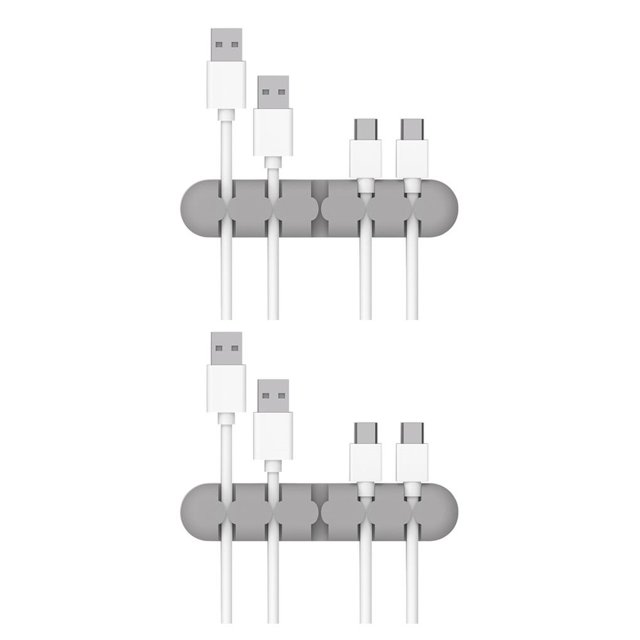 Seitruly de línea de datos USB, enrollador de Cable de silicona, soporte de enchufe, organizador de almacenamiento de cables de gris 2piezas