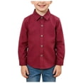thumbnail image 3 of felwors Boys Long Sleeve Dress Shirts Classic Collared Button Down Shirt | Fashion Uniform Shirts,Boys School Clothes,Toddler Boy Shirts (Red,9-10 Years), 3 of 5