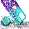 thumbnail image 2 of Case for iPhone 14, Moving Liquid Holographic Glitter Case with Kickstand, Women Slim Protective Case, Green&Purple, 2 of 6