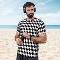 thumbnail image 4 of Wukai Black And White Diamonds Print Men's Short-Sleeved Mesh T-Shirt,Quick-Dry Short Sleeve Workout T-Shirt-, 4 of 8