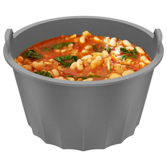 Silicone Slow Cooker Liner Reusable Insert Liner Leakproof Heat Resistant Slow Cooker Liner for 6-8QT Pot(Grey)