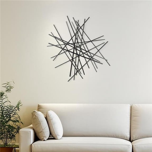 HomeRoots 483358 35 x 34 in. Black Metal Abstract Hanging Dimensional Sculpture
