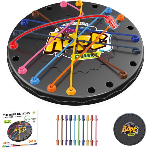 Rope Unlock Puzzle Game - Children and Adults' educational strategy board Game, multi-level challenge family travel Party Game, perfect for all ages (mini)