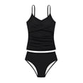 thumbnail image 2 of Bigetiay Girls 2 Piece Swimsuit Fashion Ruched Cross-Front Tankini Set Girls Bathing Suit 9-10 Years, 2 of 5
