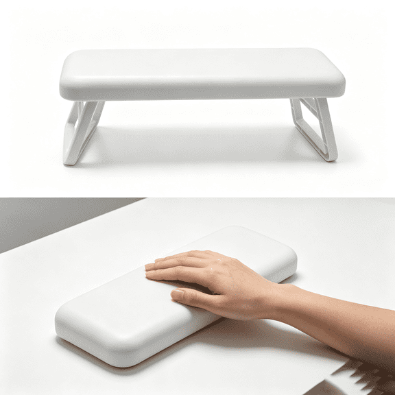 Folding Nail Arm Rest Cushion – Professional Nail Hand Rest Stand with Nail Mat, Manicure Hand Rest for Home Nail Techs, Gray