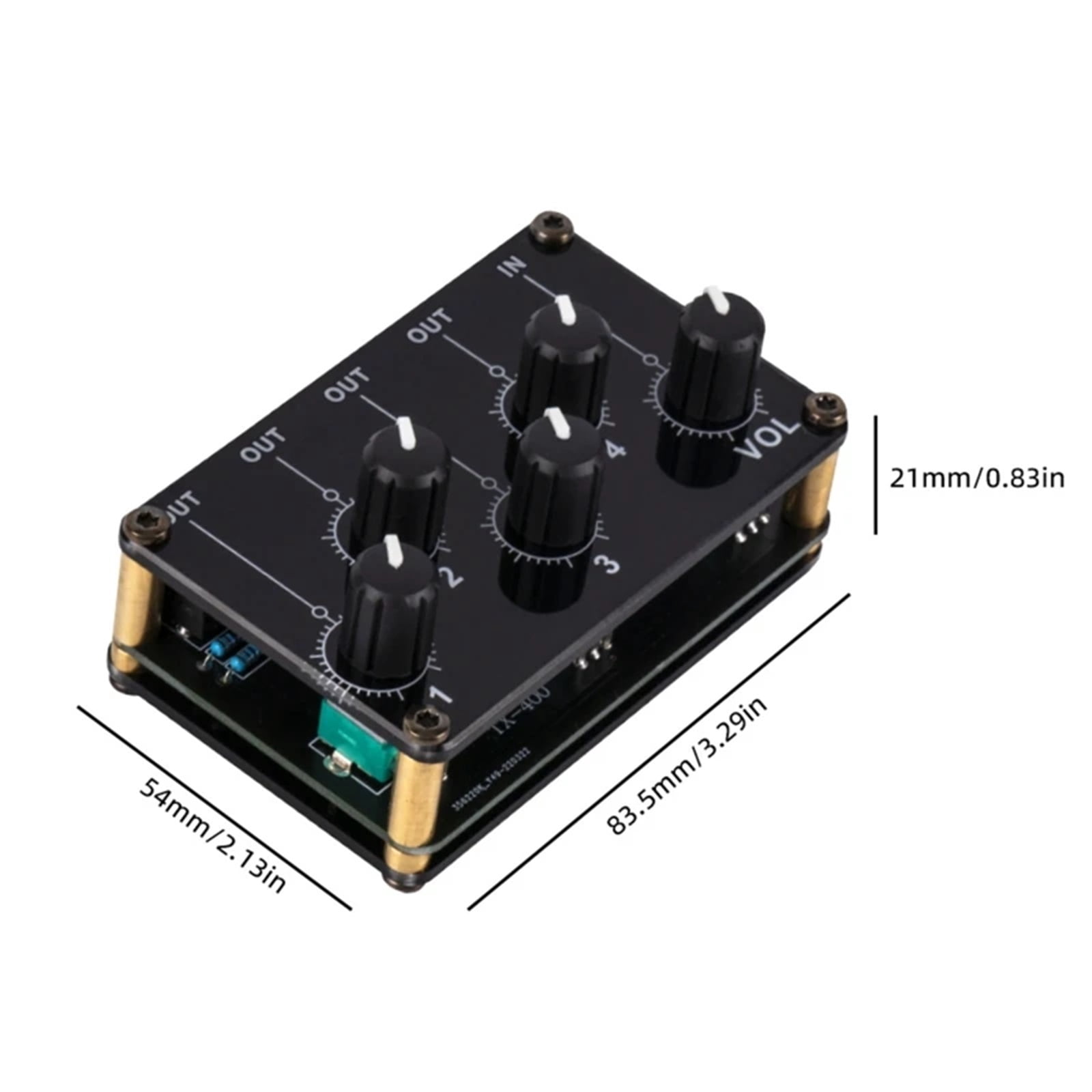 Mini 4 Channel Stereo Line Mixer 4in1out for Live Studio Recording Low Noise Small & Sophisticated Aud-io Passive Mixer ,Precision Control