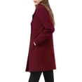 thumbnail image 4 of Unique Bargains Women's Notched Lapel Double Breasted Mid Length Overcoat, 4 of 7