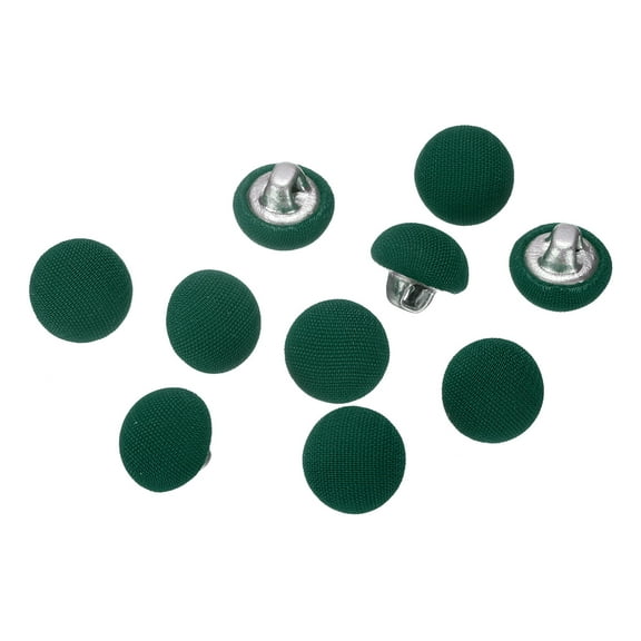 Uxcell 10pcs 16L Fabric Cloth Covered Button 10mm 3/8" Metal Shank Round Sewing DIY Buttons Craft Replacement Button for Sewing Clothing Suits Coats Blouses Sweaters, Lake Green