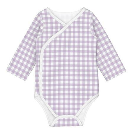 

Matuu Purple Checkboard for Baby Long-Sleeve Bodysuit Soft Cotton Comfortable and Breathable Perfect for Newborns and Infants