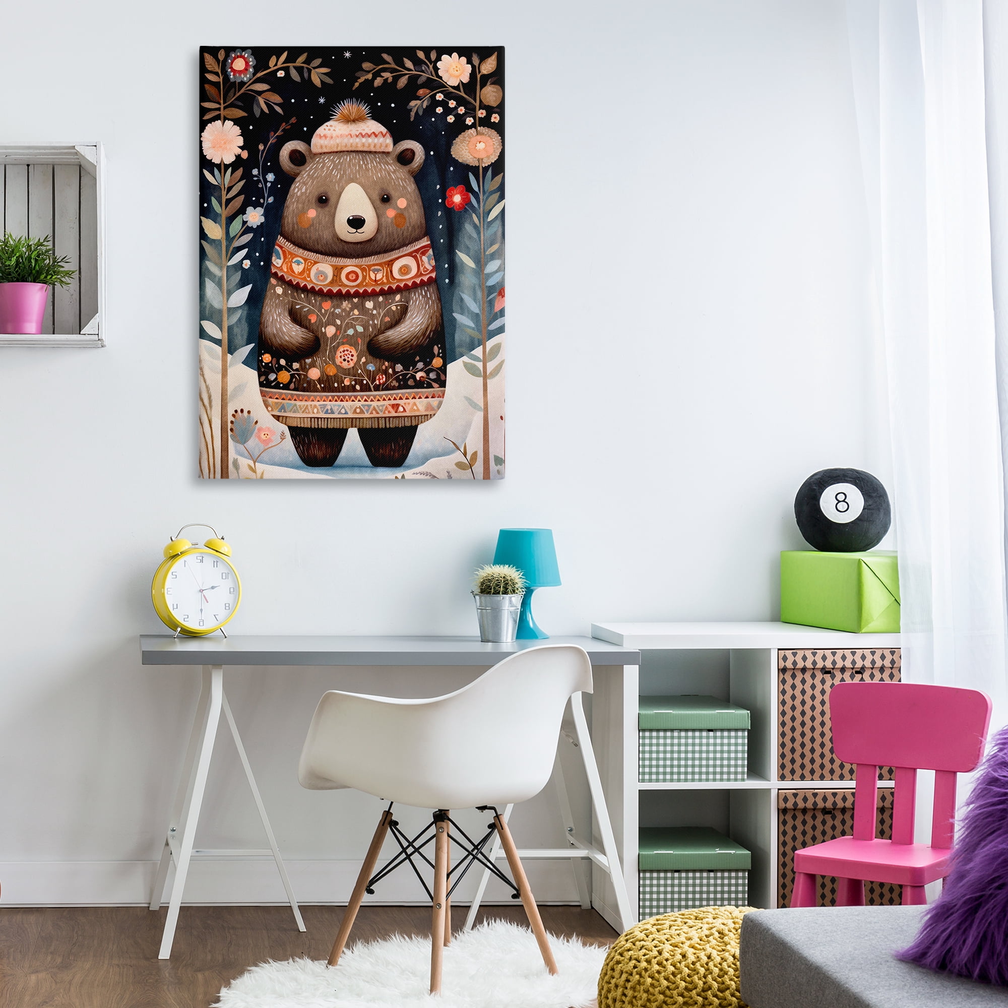 Stupell Industries Winter Woodland Bear Animals & Insects Painting Gallery Wrapped Canvas Art Print Wall Art, 30 x 45