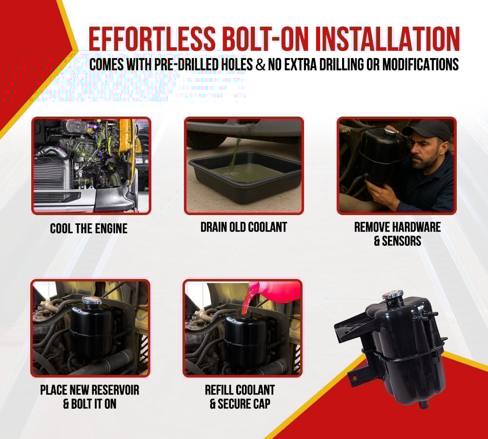 thumbnail image 4 of Coolant Reservoir Tank with Cap Fits for International TranStar (2015-2019) Replaces 2508124C1, 2508124C3, 603-5131, 575.10313 – 5L Capacity, 15 PSI Rated, 4 of 15